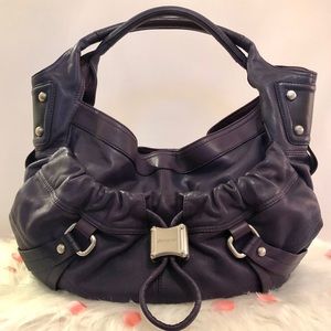 b. makowsky Hobo Bag Purple Leather Double Straps